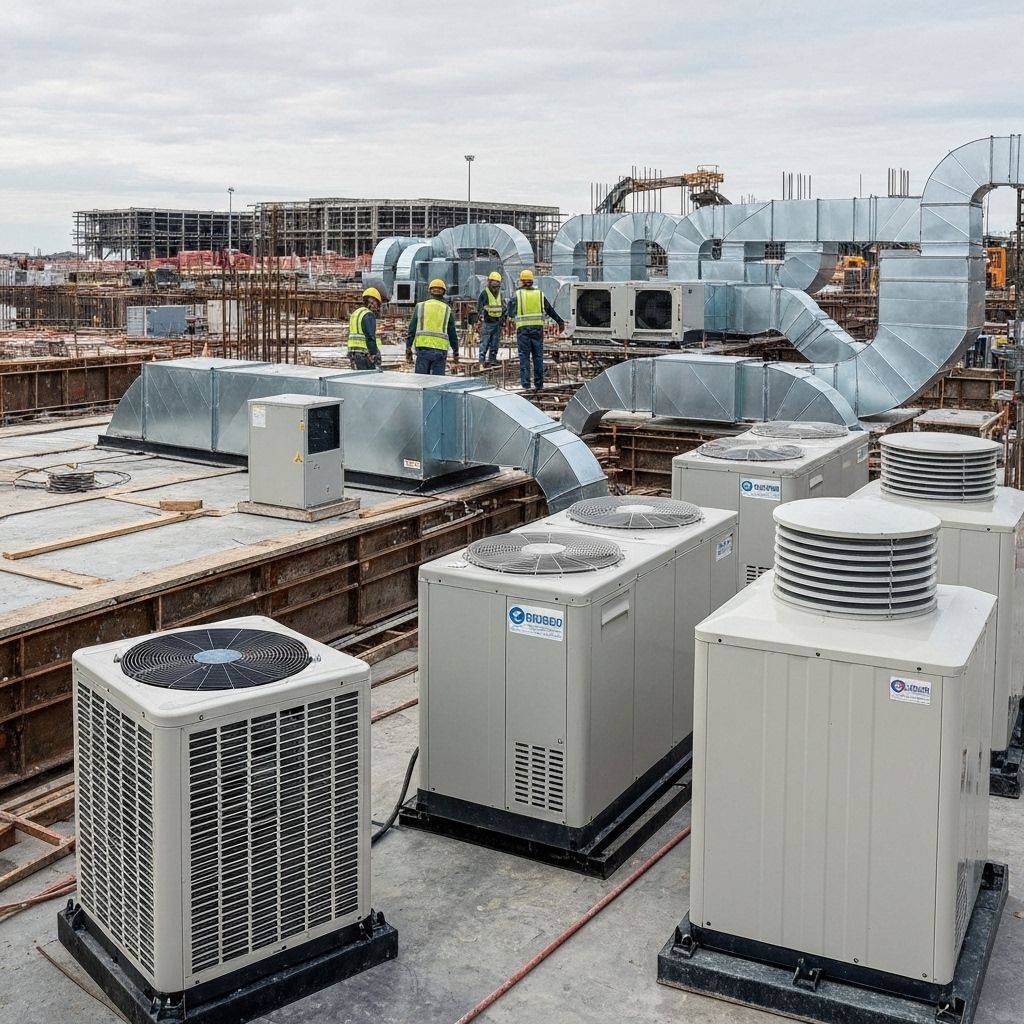 Equipamentos de climatização em canteiro de obras